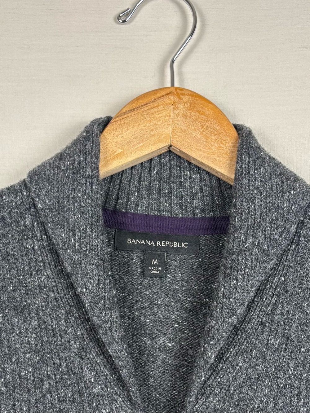 Banana Republic Men’s Wool Silk Shawl Collar Full Zip Cardigan Sweater Grey M - Picture 3 of 6